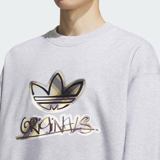 Adidas阿迪达斯SWEAT CREW男子 毛圈布格纹印花运动宽松卫衣套头衫KC0117 商品图4