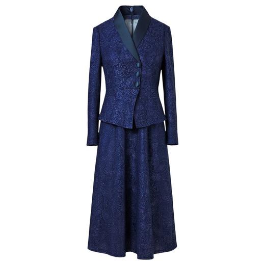 YBY 898H89醋酸连衣裙端庄大气长袖修身假两件拼接蕾丝裙 商品图4