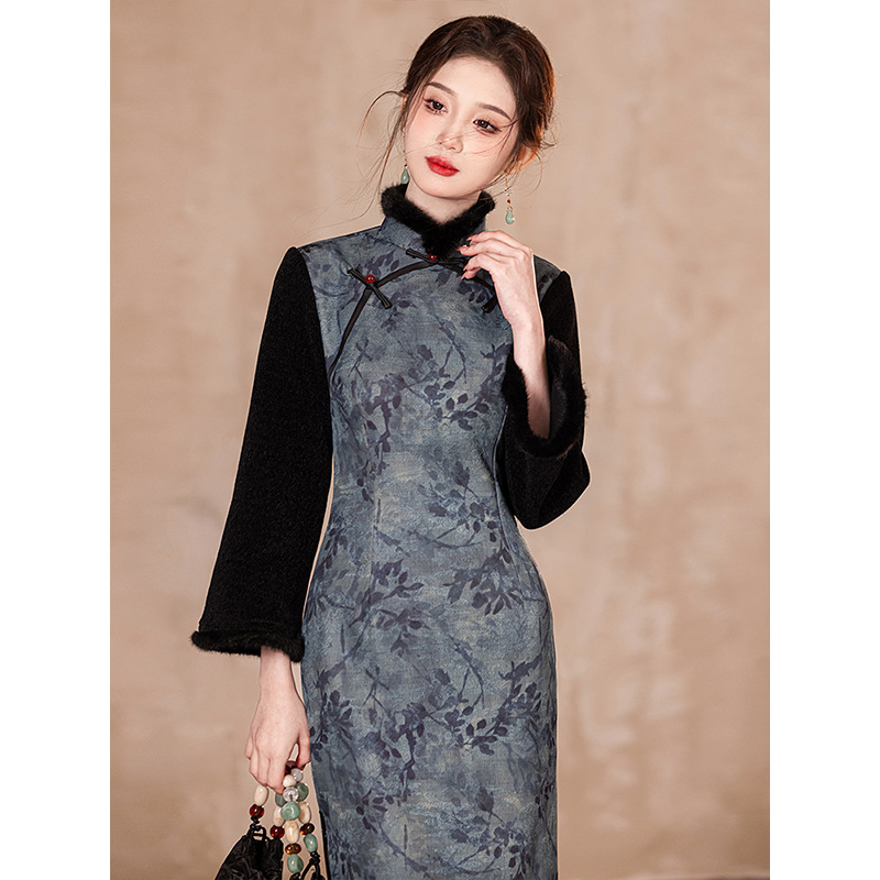 复古民国风，加绒旗袍日常LSB3230