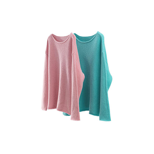 绽放631朵/绵羊毛圆领落肩含系带套头毛针织衫冬新款慵懒感毛衣女 商品图4