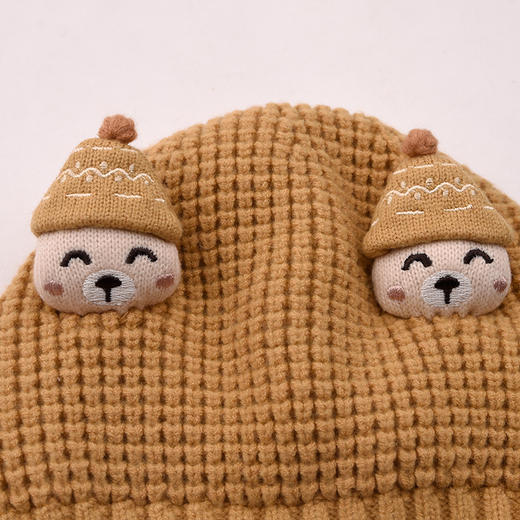 棉果果冬季新品男童女童可爱卡通欢乐熊毛线帽M404400500109 商品图2