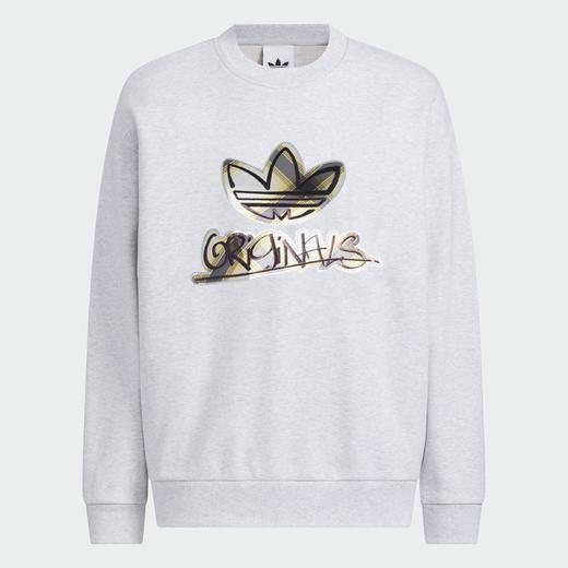 Adidas阿迪达斯SWEAT CREW男子 毛圈布格纹印花运动宽松卫衣套头衫KC0117 商品图3