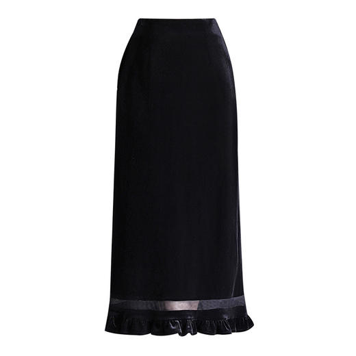 木耳边显瘦黑色半身裙，垂坠感长款修身直筒裙一步裙MYX-JYM-25103-L 商品图4