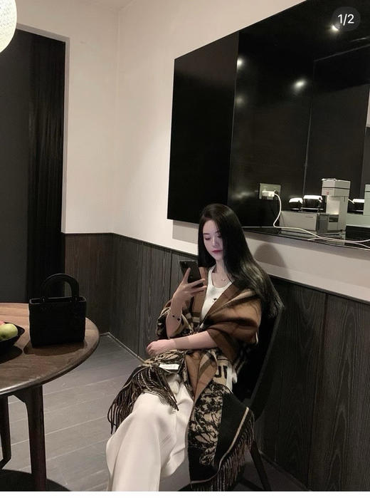 bbr双面马术骑士徽标羊绒围巾🧣 210*50cm 商品图9