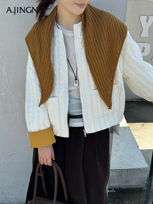 【撞色拼接】阿菁娜奶油派夹棉时尚宽松外套F30D215002 商品图1