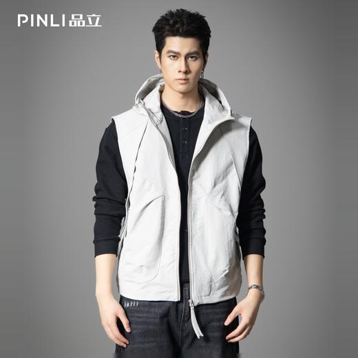 PINLI品立2025秋季新款男士宽松连帽背心休闲梭织马甲外套上衣潮GD253107151 商品图2