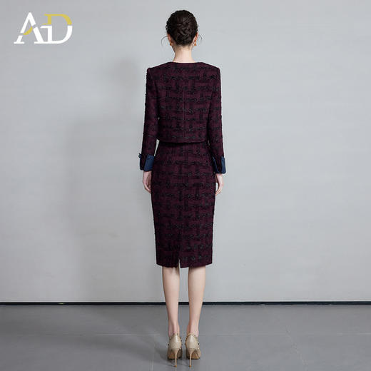 AD韩系高级感穿搭套装小个子时尚洋气两件套圆领外套新款职业套裙 商品图4