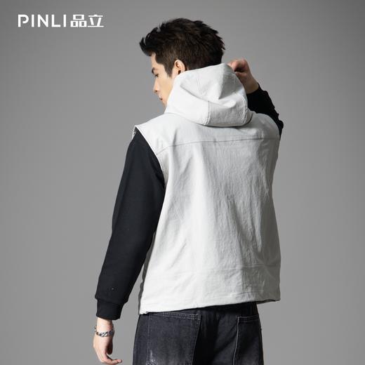 PINLI品立2025秋季新款男士宽松连帽背心休闲梭织马甲外套上衣潮GD253107151 商品图3