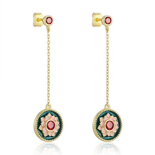 敦煌文创 敦煌莲花纹纯银耳坠 商品图5