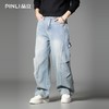 PINLI品立春季新款男士美式高街复古宽松直筒休闲牛仔长裤潮GD253116142 商品缩略图0