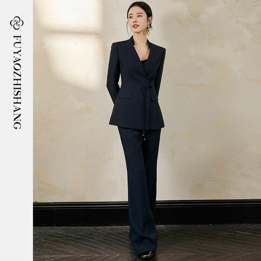 【定制款】松弛静奢新中式盘扣西装微喇裤两件套定制款不支持退换 商品图1