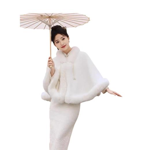 冬款加绒加厚披肩斗篷，复合蕾丝加绒气质女旗袍SJT411 商品图4