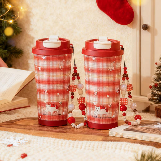 摩登主妇陶瓷内胆保温杯女生高颜值2025新款吸管水杯便携咖啡杯子 商品图4