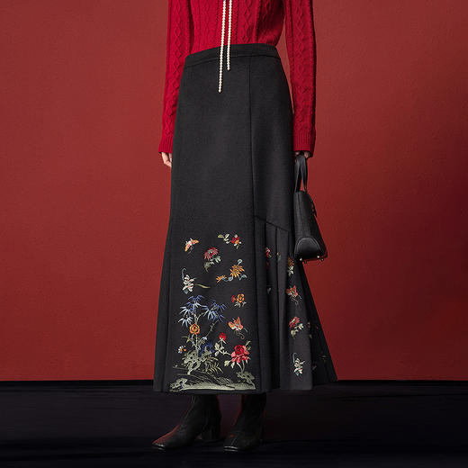 【林栖设计小店】羊毛鱼尾马面裙绣花古典2025秋冬新款半身裙女1954019 商品图7