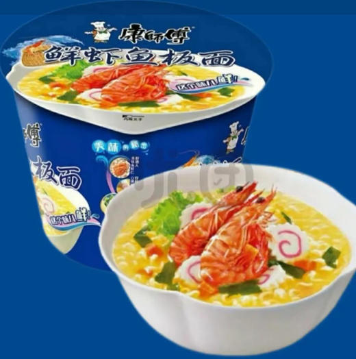 康师傅 清爽鲜滋味鲜虾鱼板面桶面*1桶 商品图0