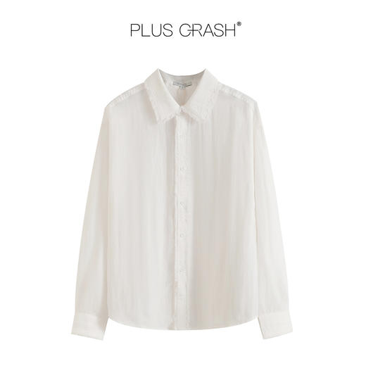 PLUS CRASH2025秋季新款重工水洗毛边老钱高智风宽松百搭时尚衬衫 商品图3