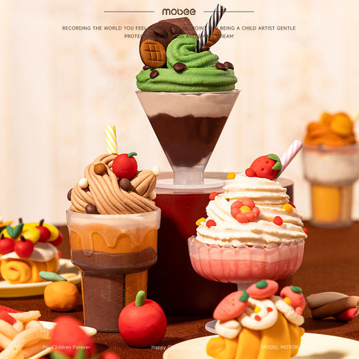 【DIY中式糕点 捏出盛宴】mobee儿童彩泥橡皮泥 趣味甜品屋奇趣彩泥可做冰淇淋/拉面 安全无毒粘土 幼儿园专用手工黏土模具套装 商品图3