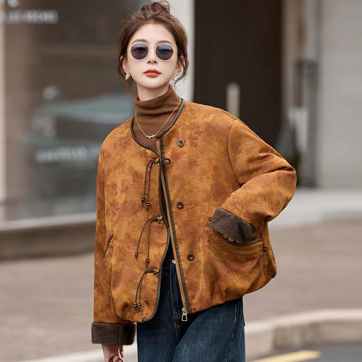 新中式国风提花羽绒服，优雅复古气质白鸭绒短款外套HR-GJC5513 商品图3