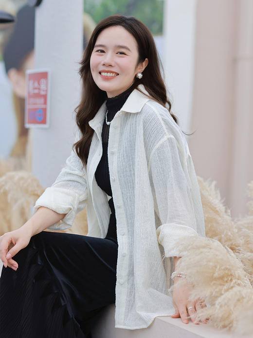 一姐私服 一衣穿四季 独特肌理澳洲羊毛衬衫 商品图0