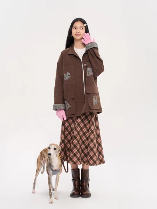 heris/H53111/毛呢贴布刺绣夹棉可拆卸内胆外套 商品图1