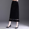 木耳边显瘦黑色半身裙，垂坠感长款修身直筒裙一步裙MYX-JYM-25103-L 商品缩略图1