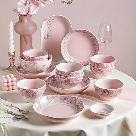 摩登主妇浮雕百合碗碟盘餐具套装家用2025新款高颜值乔迁新婚结婚订婚礼物 商品图4