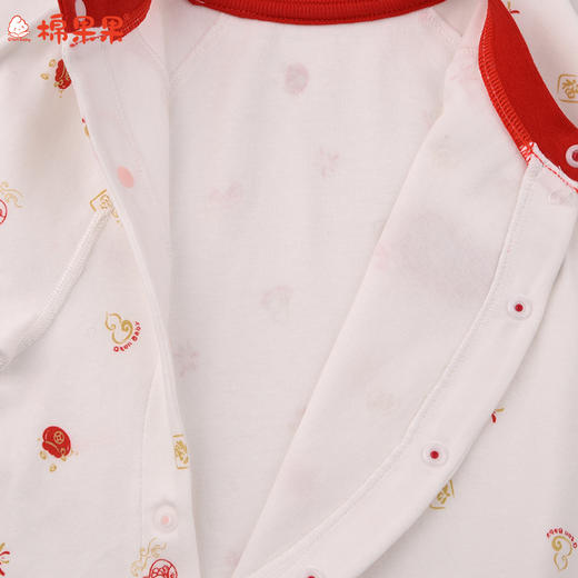 棉果果冬季新品莫代尔牛奶纤维66-90码柔软顺滑新年爬衣对开连体衣M501722425655 商品图5