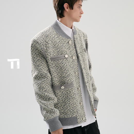 启世录TIWILLTANG“旎霁陨域”高智矜典粗花呢拼接夹克 商品图2