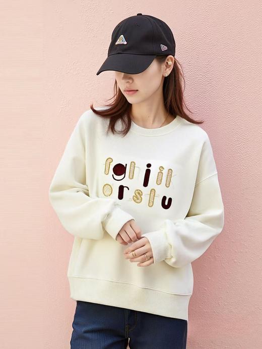 【卫衣系列】工艺系列-字母钉珠重工刺绣圆领卫衣-喜出 商品图0