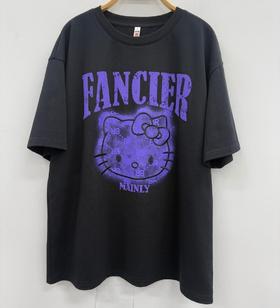 NC圆领撞色卡通图案短袖T恤50702（黑）秋季253012640321