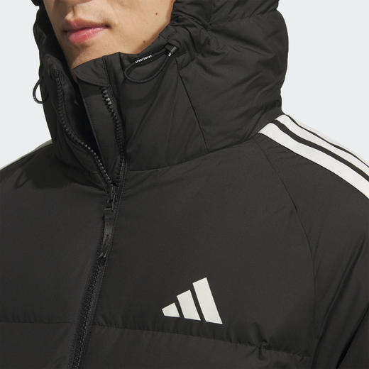 Adidas阿迪达斯LONG DOWN JACKET 男子三条纹羽绒服 拒水防风保暖长款连帽600蓬鸭绒KC2498 商品图8