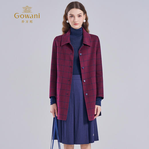 乔万尼新品绵羊毛大衣简约格纹设计感EI4A583 商品图2