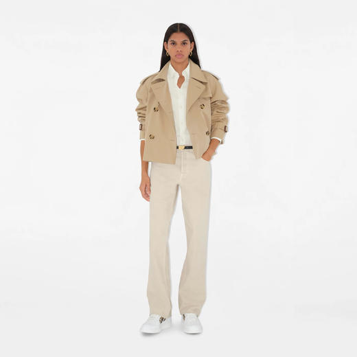 BURBERRY 巴宝莉 女士马术骑士徽标标签皮革格纹 Terrace 休闲运动鞋 白色 8108654 A1464 商品图6