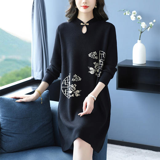 新中式毛衣裙妈妈连衣裙，气质端庄高级感显瘦打底裙子CC-16-9620 商品图3