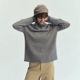 JAI 25AW 雾蓝灰/奶油白高领花纱羊绒毛衣