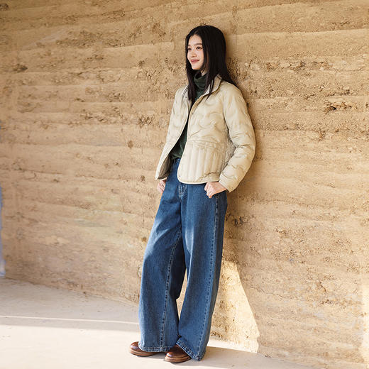 绽放752朵/常青树牛仔裤·宽松帅气复古深蓝直筒牛仔休闲长裤百搭 商品图2