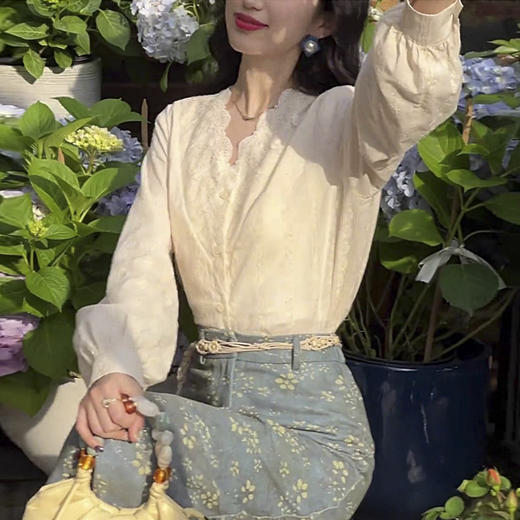 裁缝学苑AH82新中式V领蕾丝小衫上衣纸样半身裙套装打版裁剪图 商品图3