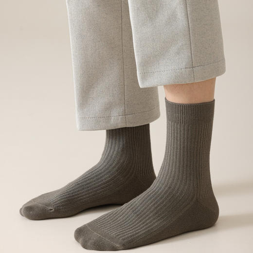4双装！秋冬素色中筒棉袜男袜 黑灰咖色系沉稳百搭 商品图5