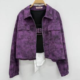 NC暗花翻领长袖小外套50717（紫）秋季253011480321