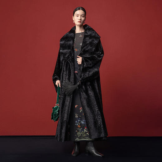 【林栖设计小店】环保皮草外套上衣复古优雅2025秋冬新款大衣1954013 商品图8