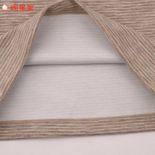 棉果果冬季新品中大童大码卡其色条纹保暖打底半高领打底衫M401140425706 商品图1