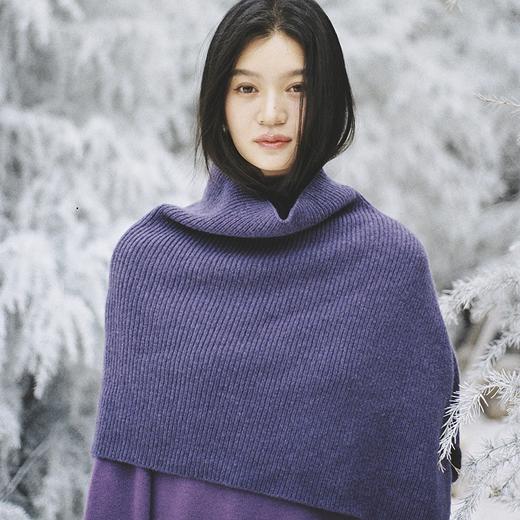 绽放723朵/绝绝紫堆领羊毛长裙·长款堆堆领毛织连衣裙女保暖裙子 商品图1