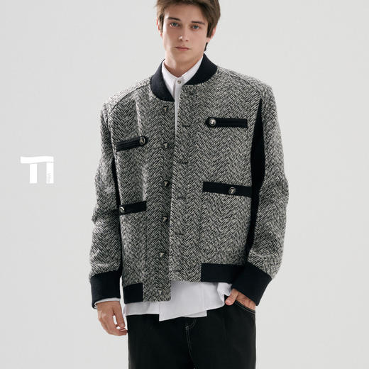 启世录TIWILLTANG“旎霁陨域”高智矜典粗花呢拼接夹克 商品图0