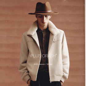 PLUS CRASH2025冬季新款老钱风仿羊羔毛立领保暖加厚棉衣夹克外套