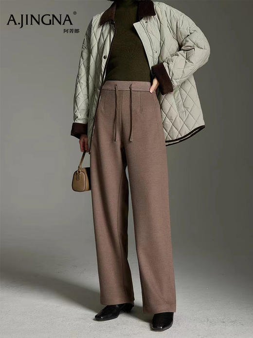 【抽绳高腰】阿菁娜秋季新款显瘦糯米裤垂感直筒抽绳高腰设计百搭F30D210026 商品图1