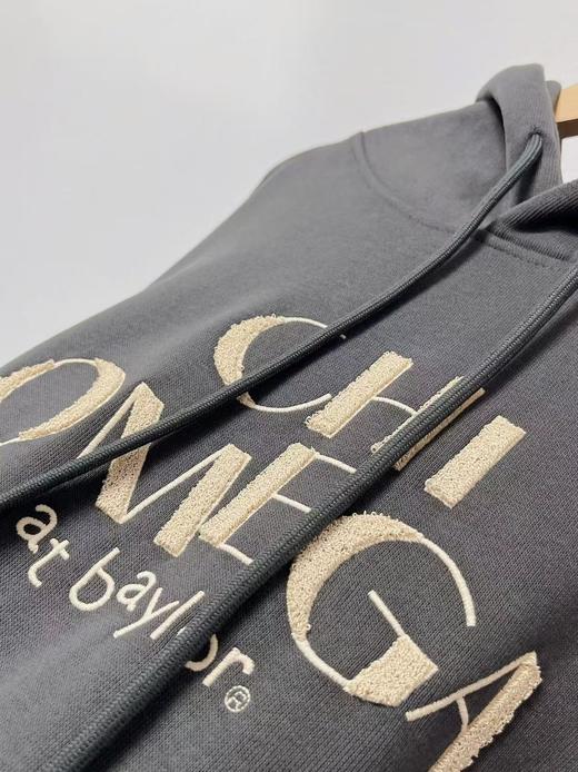 【卫衣系列】工艺系列-刺绣牙刷绣字母灰色短款连帽卫衣-喜出 商品图2