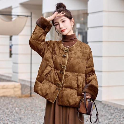 新中式国风羽绒服，气质独特漂亮短外套HR-MEIQIN5367 商品图3