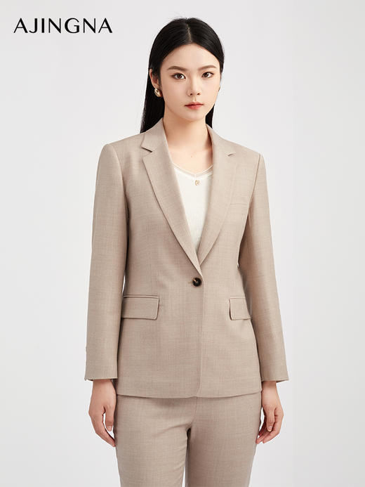 【商场同款】阿菁娜秋季新款静奢老钱风西服大地色系一粒扣牛角扣珠边设计微收腰弹力A30Q108039 商品图1