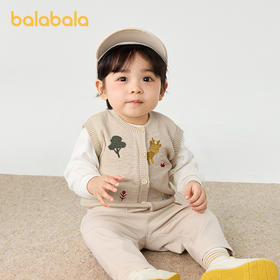 巴拉巴拉儿童马甲男宝宝针织衫秋冬2025新款绣花毛衣