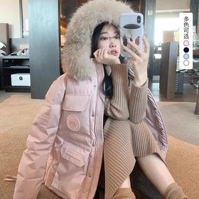 西遇韩版加厚棉服女冬季新款大毛领连帽短款工装派克服SS051747